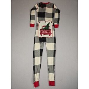 Lazy One Flapjack Bodysuit Kids Size 6 Tailgate Truck Buffalo‎ Plaid Pajamas